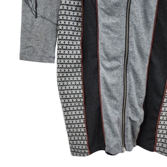 Anvrdie Women's Wool Blend Full Zip Fitted Artsy Sweater Dress - Picture 7 of 12